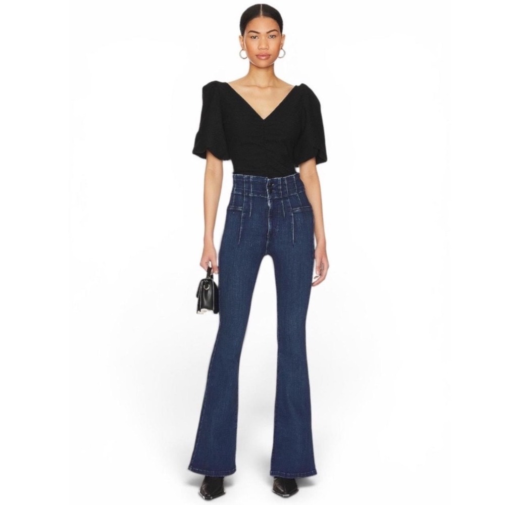 We The Free Free People Jayde Flare Jeans Dark Wash Corset Waist 27S